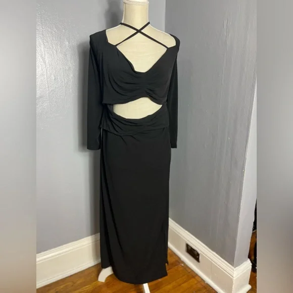 Eloquii Knit Cut-out Dress Black Plus 22W party LBD bikercore whimsigoth EUC fem - Picture 3 of 6